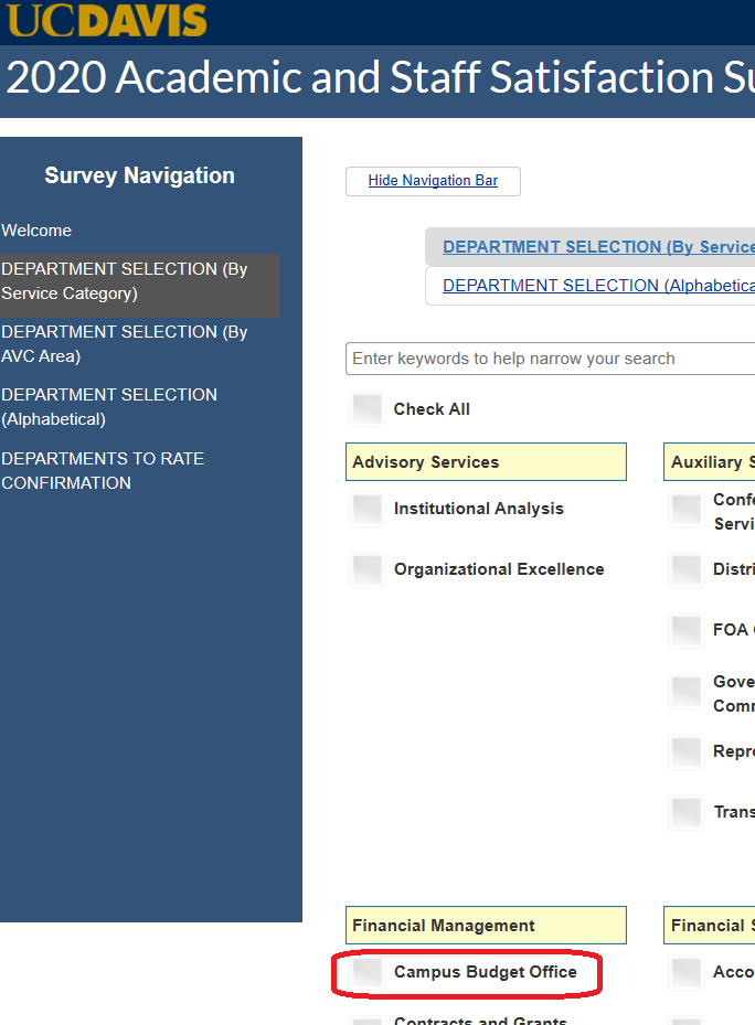 screengrab of satisfaction survey page